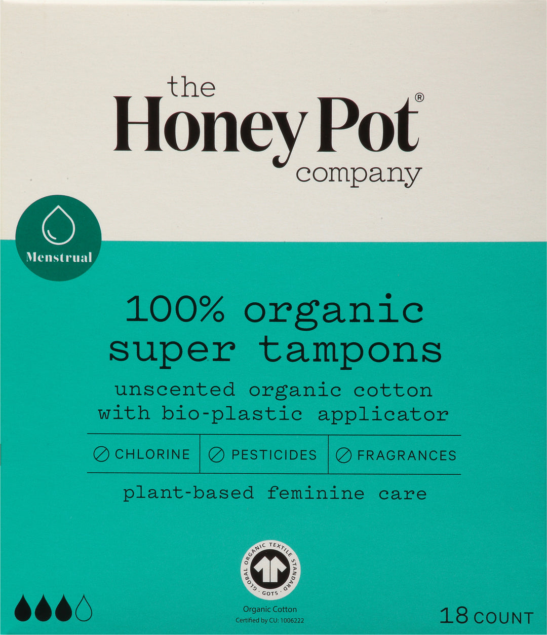 The Honey Pot Super Unscented 18 Ct [UNFI #54402] T