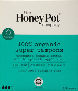 The Honey Pot Super Unscented 18 Ct [UNFI #54402] T