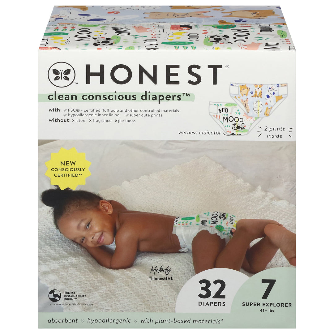The Honest Company Barnyard Babies Pattern Play Sz 7 1/32 CT [UNFI #64050] T