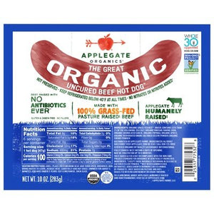 Applegate Farms Beef Hot Dogs 12/10 Oz [UNFI #54200]