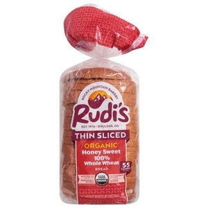 Rudis Rocky Mountain Bakery Honey Sweet 100 % Whole Wheat,Thin Sliced 8/18 Oz [UNFI #29311]