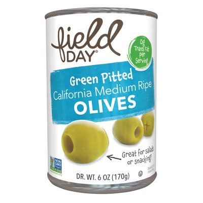 Field Day Olives,Green Pitted,Med Ripe 12/6 Oz [UNFI #05026]