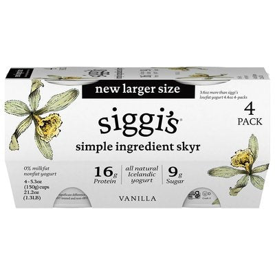 Siggis Vanilla Skyr Non Fat Yogurt 4/4/5.3 Oz [UNFI #83892]