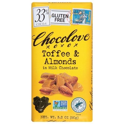 Chocolove Milk With Almonds & Toffee 12/3.2 Oz [UNFI #30178]