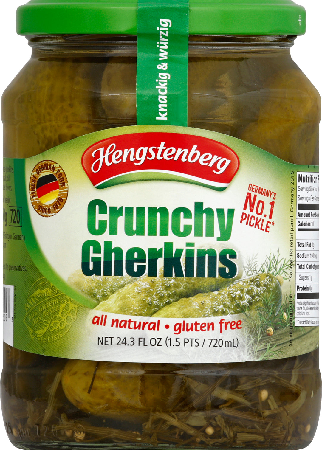 Hengstenberg Crunchy Gherkins In Jar 12/24.3 Oz [UNFI #38916]
