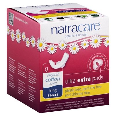 Natracare Ultra Extra Pads Long W/Wings 8 Ct [UNFI #45087] T
