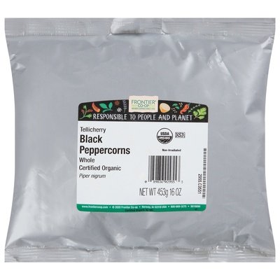 Frontier Nat Prod Co-op Peppercorns Blk Whl Tellicherry 1 Lb [UNFI #01478]