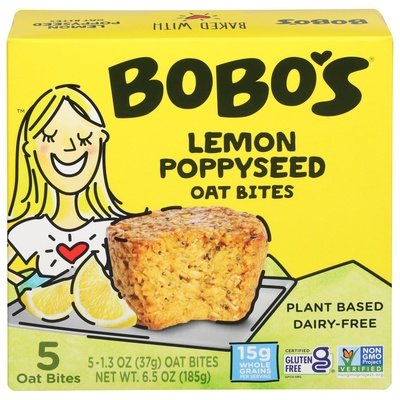 Bobos Oat Bars Bites Lemon Poppyseed 6/5/1.3 Oz [UNFI #13498]