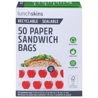 Lunchskins Sandwhich Bag,Paper,Red Apple 12/50 Ct [UNFI #03160] T