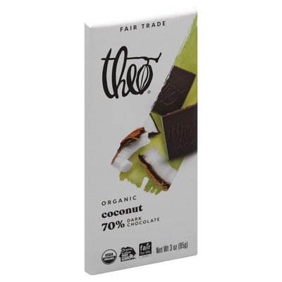 Theo Chocolate Dark Chocolate W/Toasted Coconut 12/3 Oz [UNFI #04678]