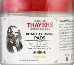 Thayers Blemish Clearing Pads 60 Ct [UNFI #44381] T