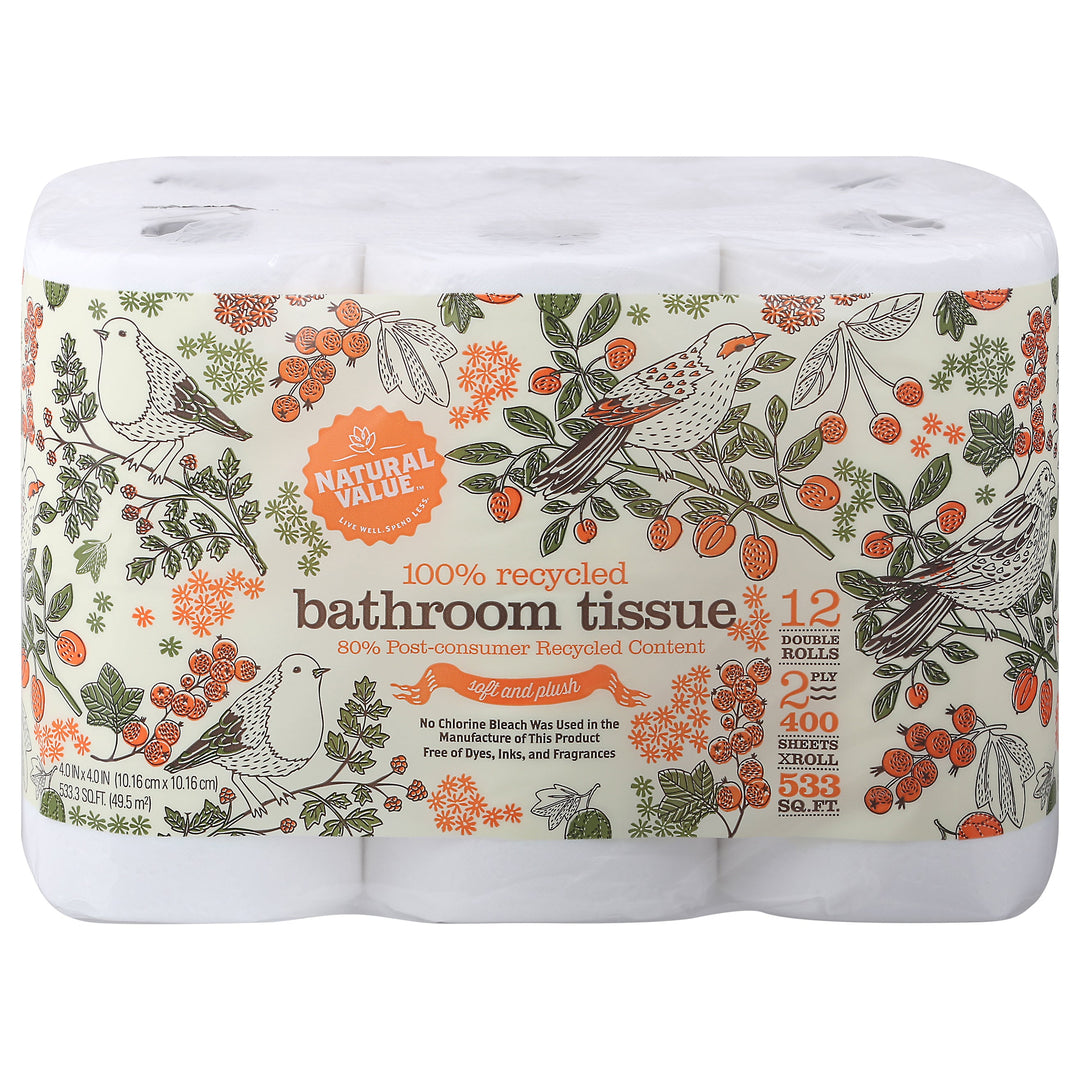 Natural Value Bathroom Tissue 400 Cnt Rolls 4/12 PK [UNFI #60391] T