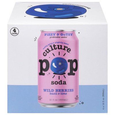 Culture Pop Soda Wild Berries Soda 4 Pack 6/4/12 Oz [UNFI #56341] T