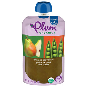 Plum Organics Stage 2-Pear,Pea With Spinach 12/4 Oz [UNFI #27491]