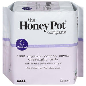 The Honey Pot Overnight Menstrual Pads 12 Ct [UNFI #44118] T