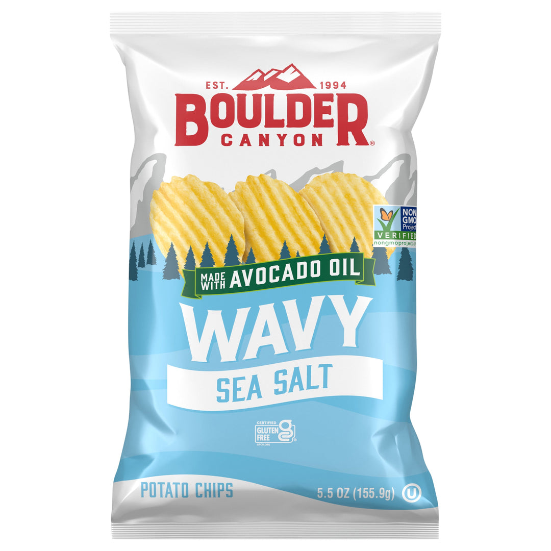 Boulder Canyon Wavy Sea Salt Avocado Oil Potato Chips 12/5.5 OZ [UNFI #20594]