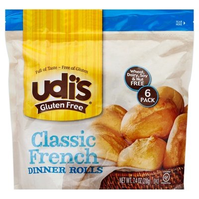 Udis Gluten Free Dinner Roll Clsc Frnch 6Ct 8/7.41 Oz [UNFI #76451]
