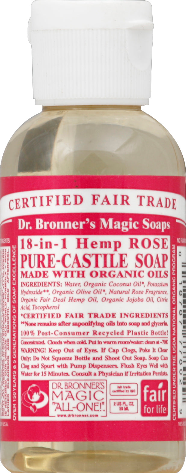 Dr. Bronners Liquid Soap Rose Oil 2 Oz [UNFI #83852] T