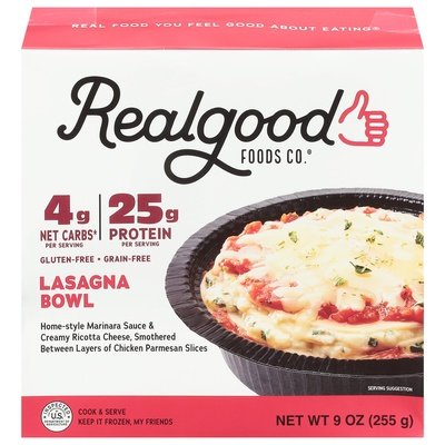 Real Good Foods Chicken Lasagna Bowl 8/9 Oz [UNFI #75020]