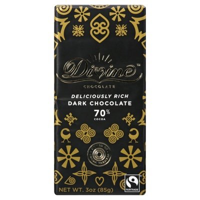 Divine Chocolate Dark Chocolate 70% Cocoa 12/3 Oz [UNFI #06124]