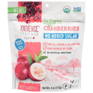 Patience Fruit & Co Dried Cranberries No Sugar Og2 10/4 OZ [UNFI #55504]