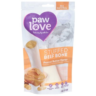 Paw Love Stuffed Beef Bone Peanut Btr 6/1 Ct [UNFI #56864] T
