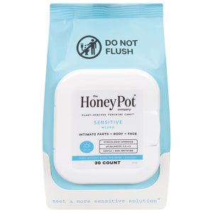 The Honey Pot Intimate Wipes,Sensitive 30 Ct [UNFI #21622] T