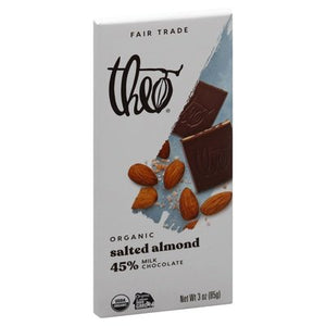 Theo Chocolate Milk Chocolate W/Salted Almonds 12/3 Oz [UNFI #04679]