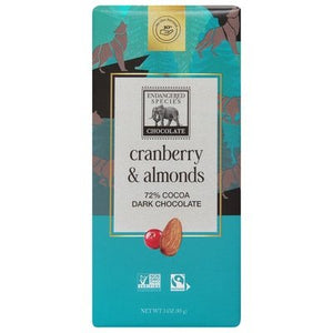 Endangered Species Chocolate Wolf Dark W/Crnbry & Almond 12/3 Oz [UNFI #30528]