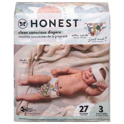 The Honest Company Diapers Cactus Cuties Size 3 27 Ct [UNFI #43663] T