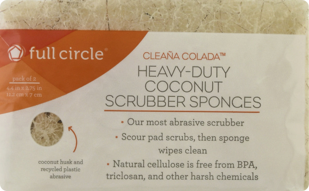 Full Circle Home Coconut Scrubber Sponge 2 Pack 6 Ct [UNFI #42295] T