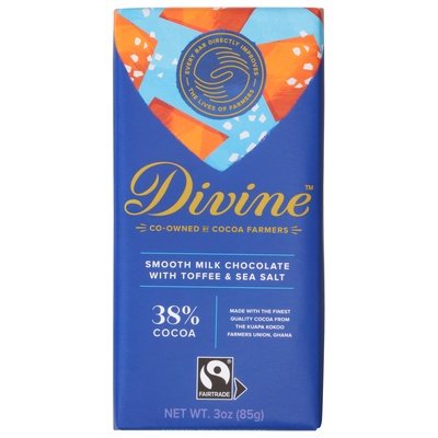 Divine Chocolate Milk Chocolate W/Toffee And Sea Salt 12/3 Oz [UNFI #06130]