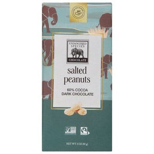 Endangered Species Chocolate 60% Cocoa Dk Chocolate W/ Peanuts 12/3 Oz [UNFI #49985]