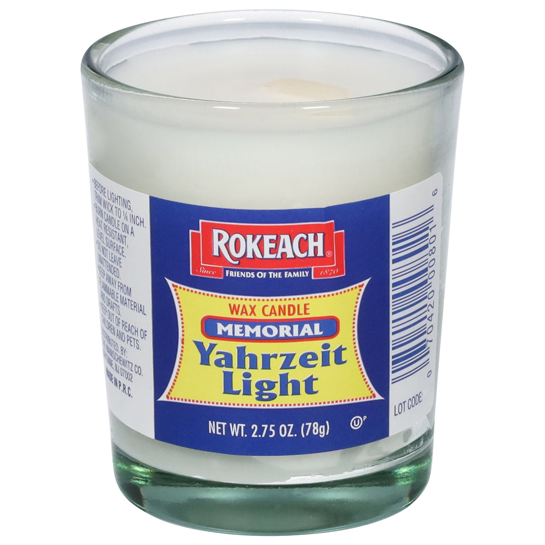 Rokeach Glass Memorial Candle 24/1 Ea [UNFI #83633] T